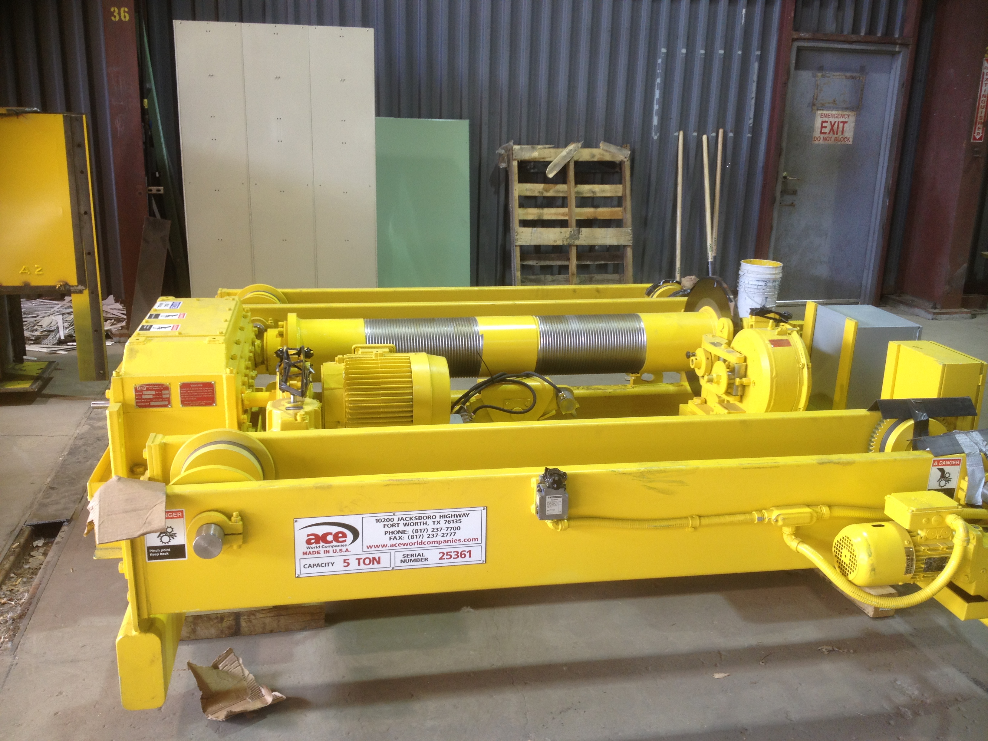 ACE 5-ton Top Running Double Girder Trolley with Dual Braking System
